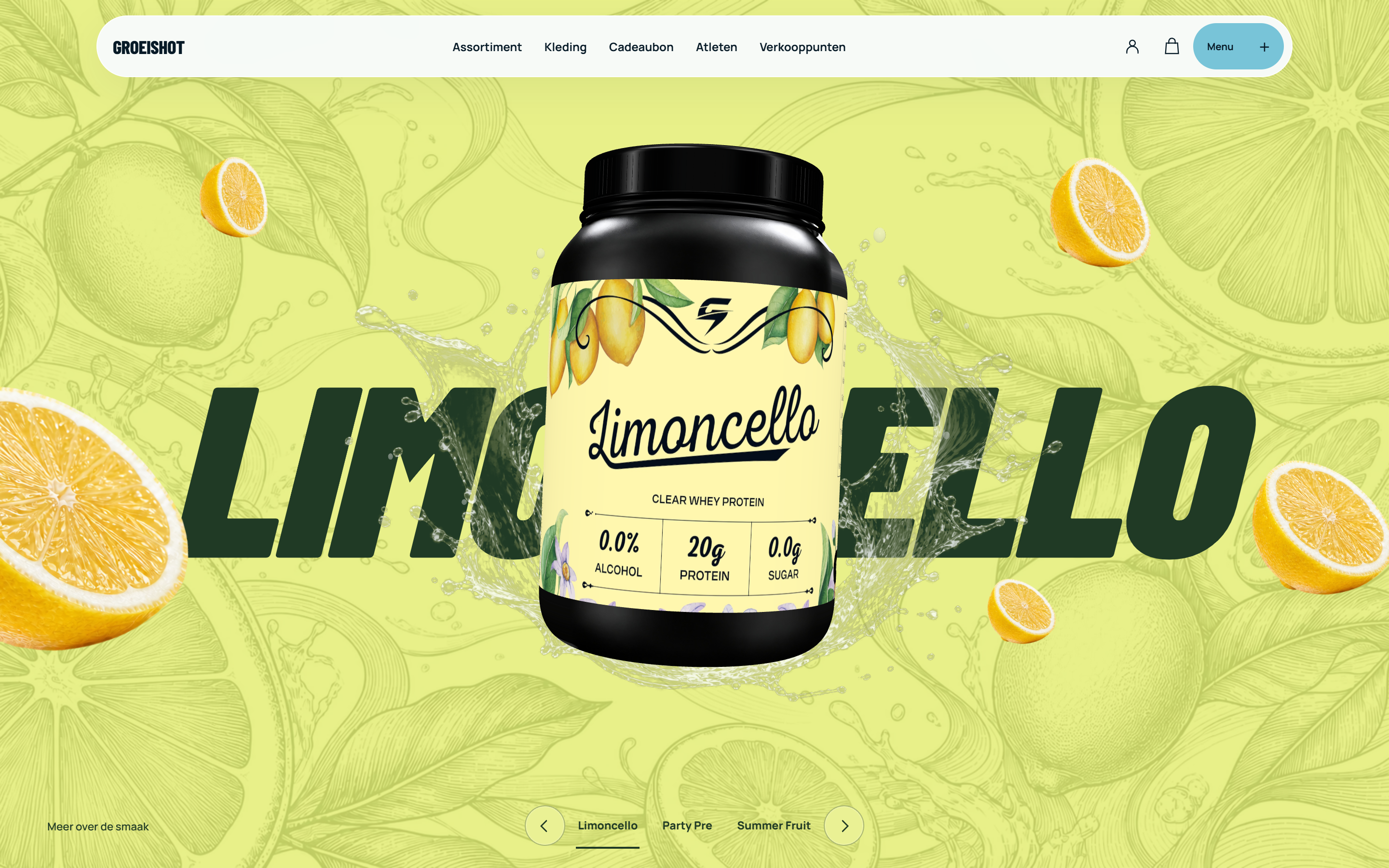 Groeishot online store on desktop